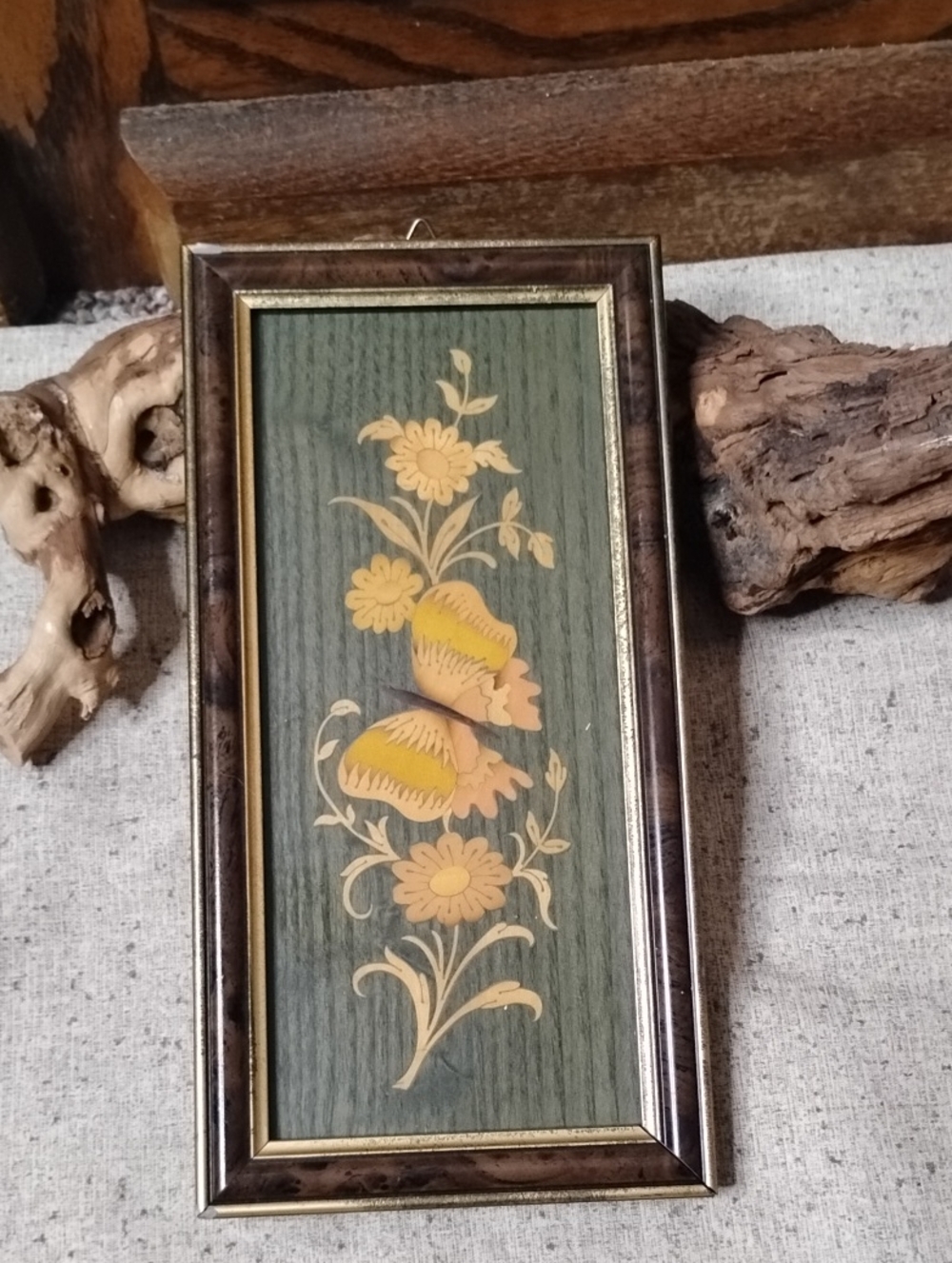 Hand Crafted Yellow and Green Floral Wall Art